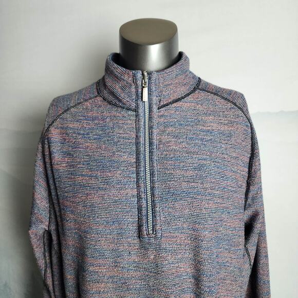 Tommy Bahama Reversible Quarter-Zip Navy Mock Neck Sweater | Men's LT - Picture 5 of 13